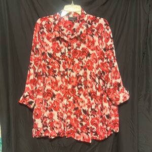 Lightweight easy care button down blouse, 24W